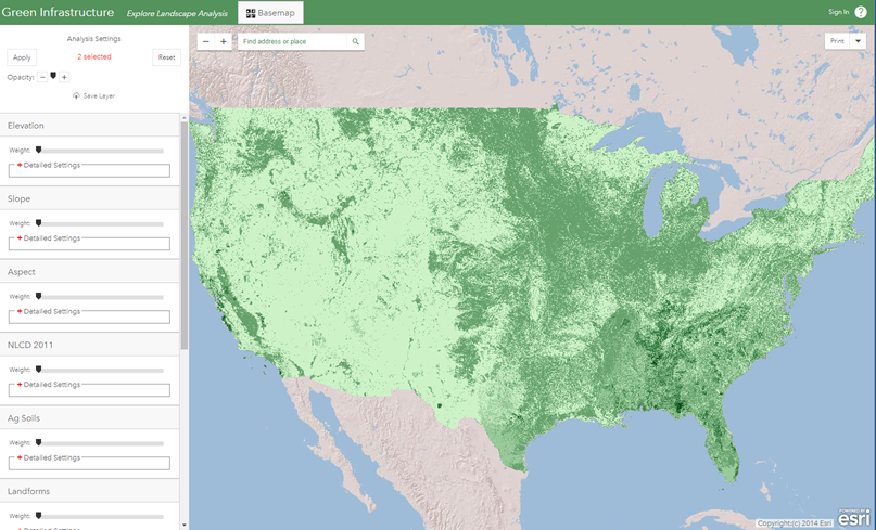 Green Infrastructure analysis map